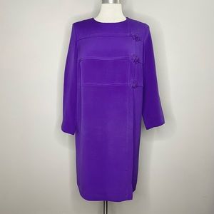 SPENSER JEREMY Long Sleeve Chinese Frog Button Silk Dress